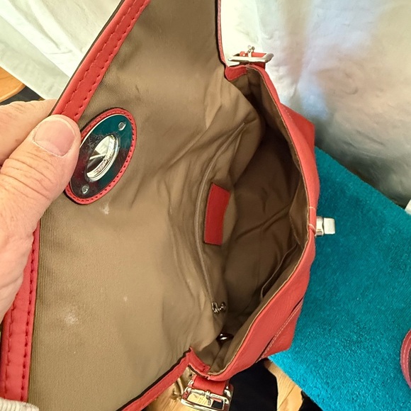 Coach 2008 Hampton Flap VGUC Pebbled Leather Convertible Crossbody Orange/Salmon - Picture 7 of 8